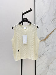 Sleeveless Crew-Neck Knit Top