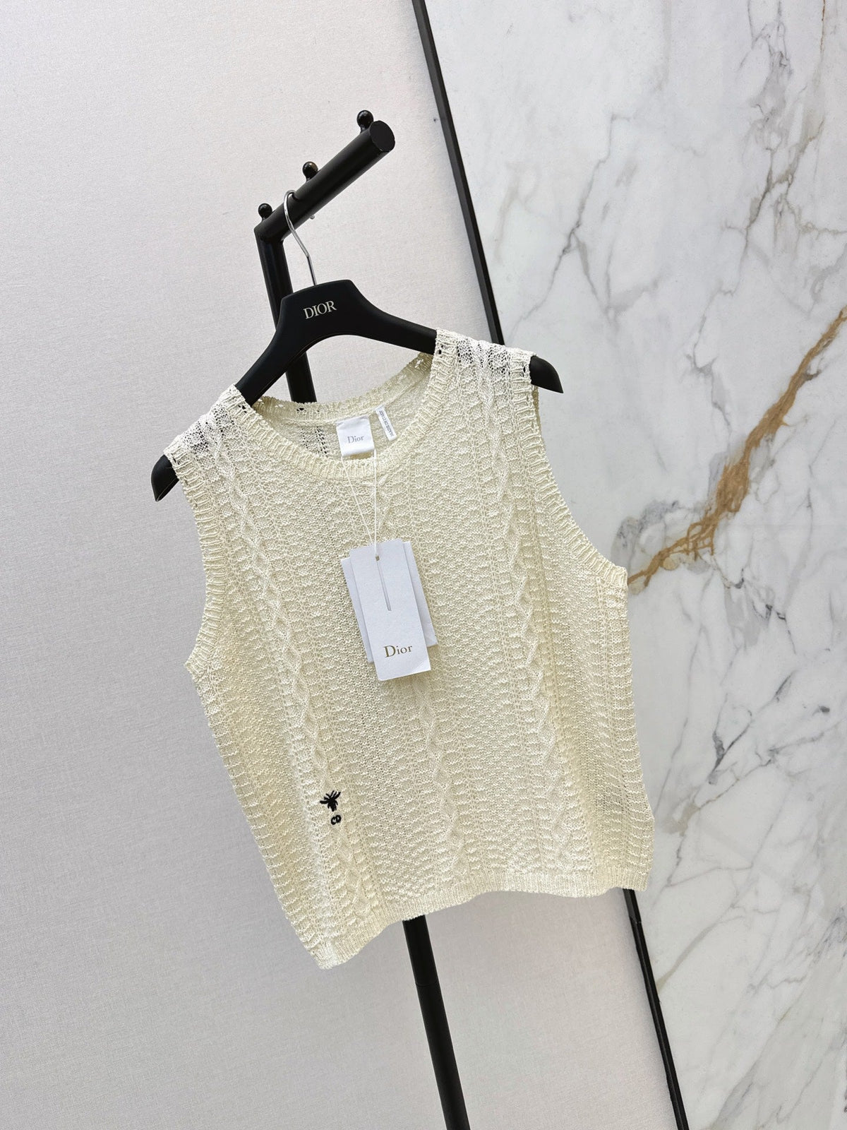Sleeveless Crew-Neck Knit Top