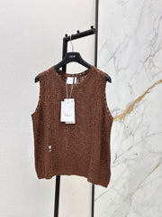 Sleeveless Crew-Neck Knit Top