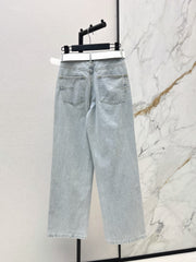 Vintage-Washed Denim Trousers