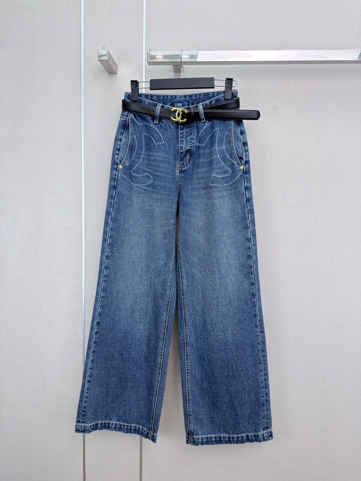 Logo Wide-Leg Denim Pants