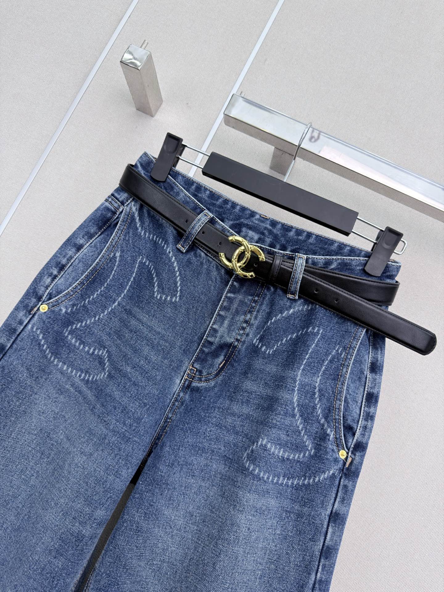 Logo Wide-Leg Denim Pants