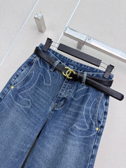 Logo Wide-Leg Denim Pants