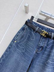 Logo Wide-Leg Denim Pants