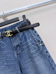 Logo Wide-Leg Denim Pants