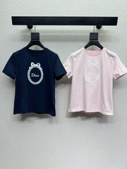 Dior/26SS Embroidered Logo Short-Sleeve T-Shirt