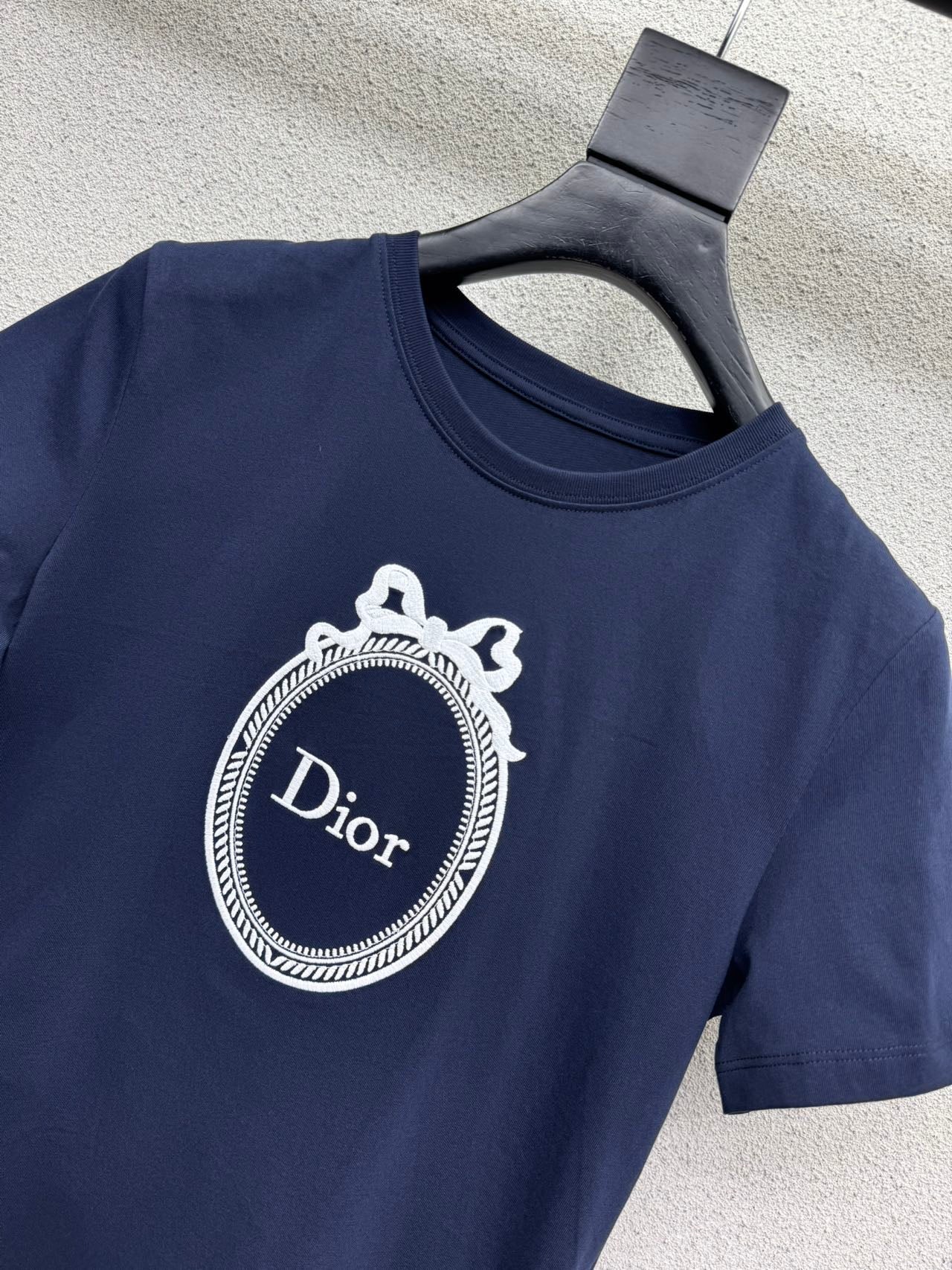 Dior/26SS Embroidered Logo Short-Sleeve T-Shirt