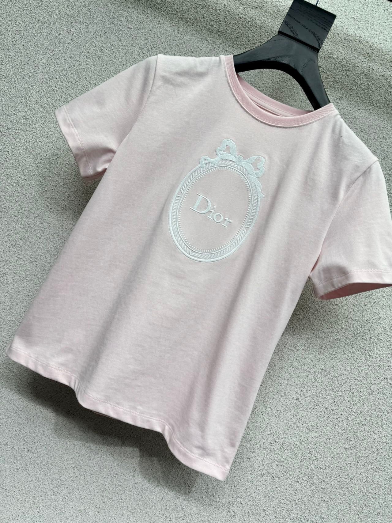 Dior/26SS Embroidered Logo Short-Sleeve T-Shirt