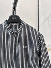 Striped Long-Sleeve Shirt with Drawstring Waist