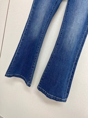 Rhinestone-Embellished Pocket Flare Jeans