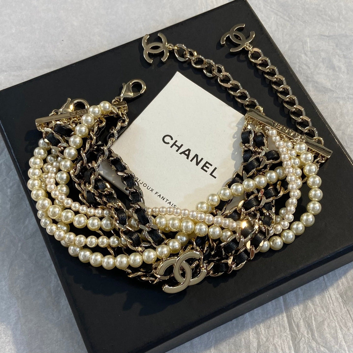 Leather-wrapped pearl twisted-rope bracelet