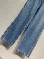 Washed Utility-Style Denim Trousers