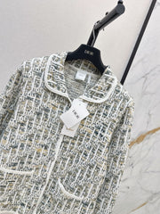 Jacquard-Knit Collared Cardigan