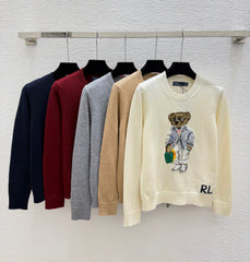 Ralph Lauren / 26 New Bear Embroidered Crew Neck Knit Sweater