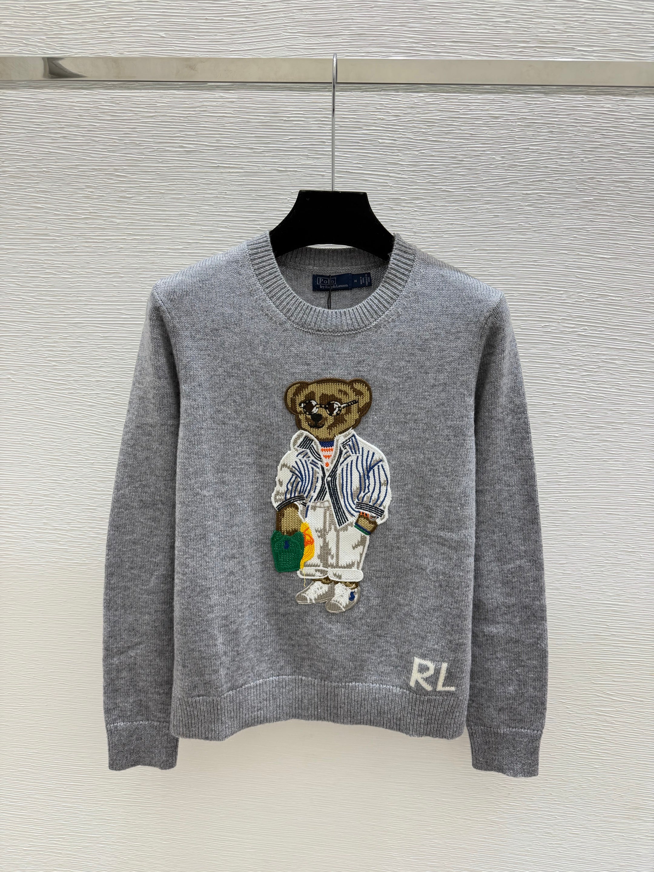 Ralph Lauren / 26 New Bear Embroidered Crew Neck Knit Sweater