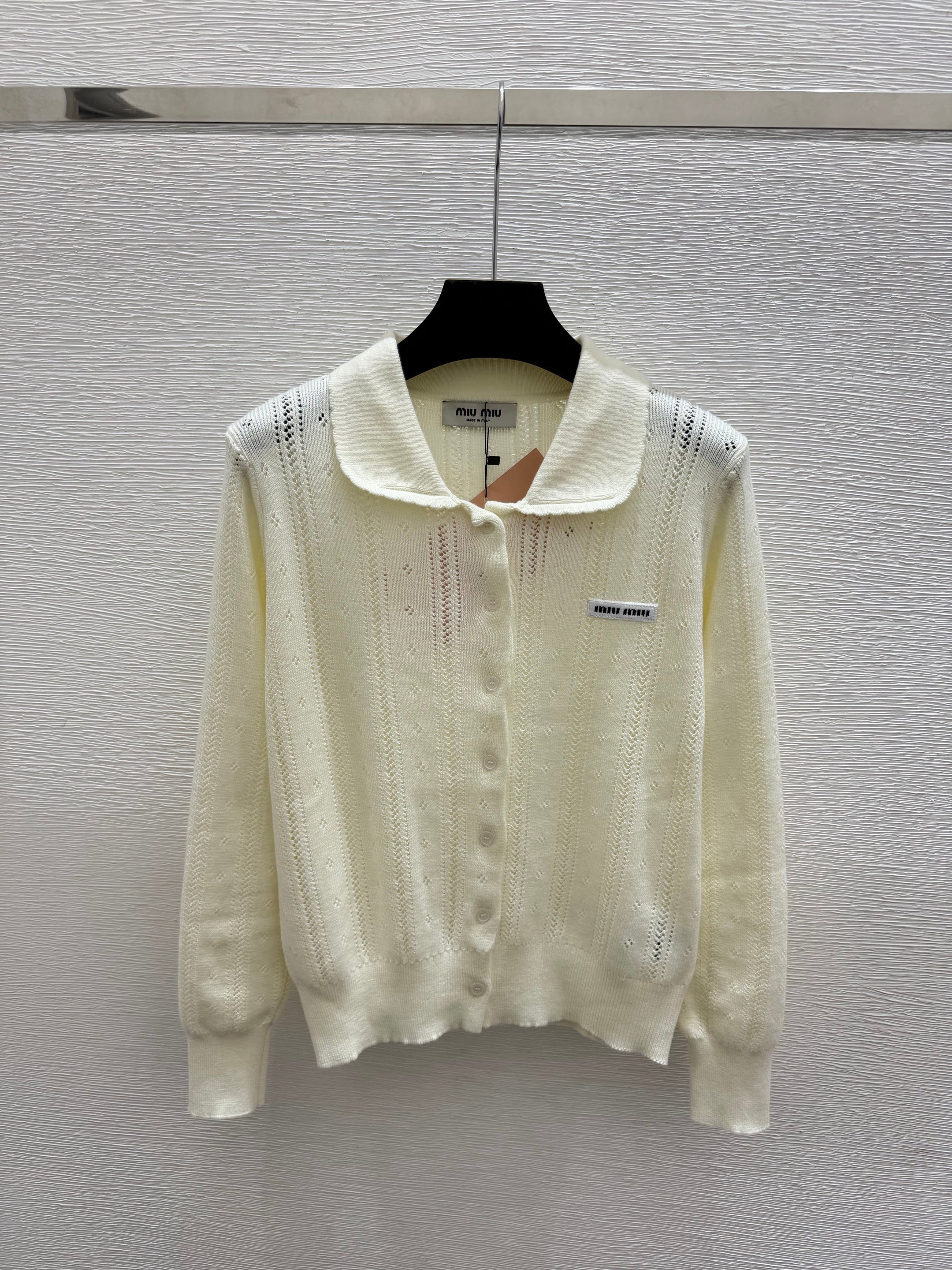 MiuMiu/26 New Doll Collar Hollow Knit Cardigan