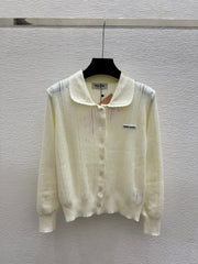 MiuMiu/26 New Doll Collar Hollow Knit Cardigan