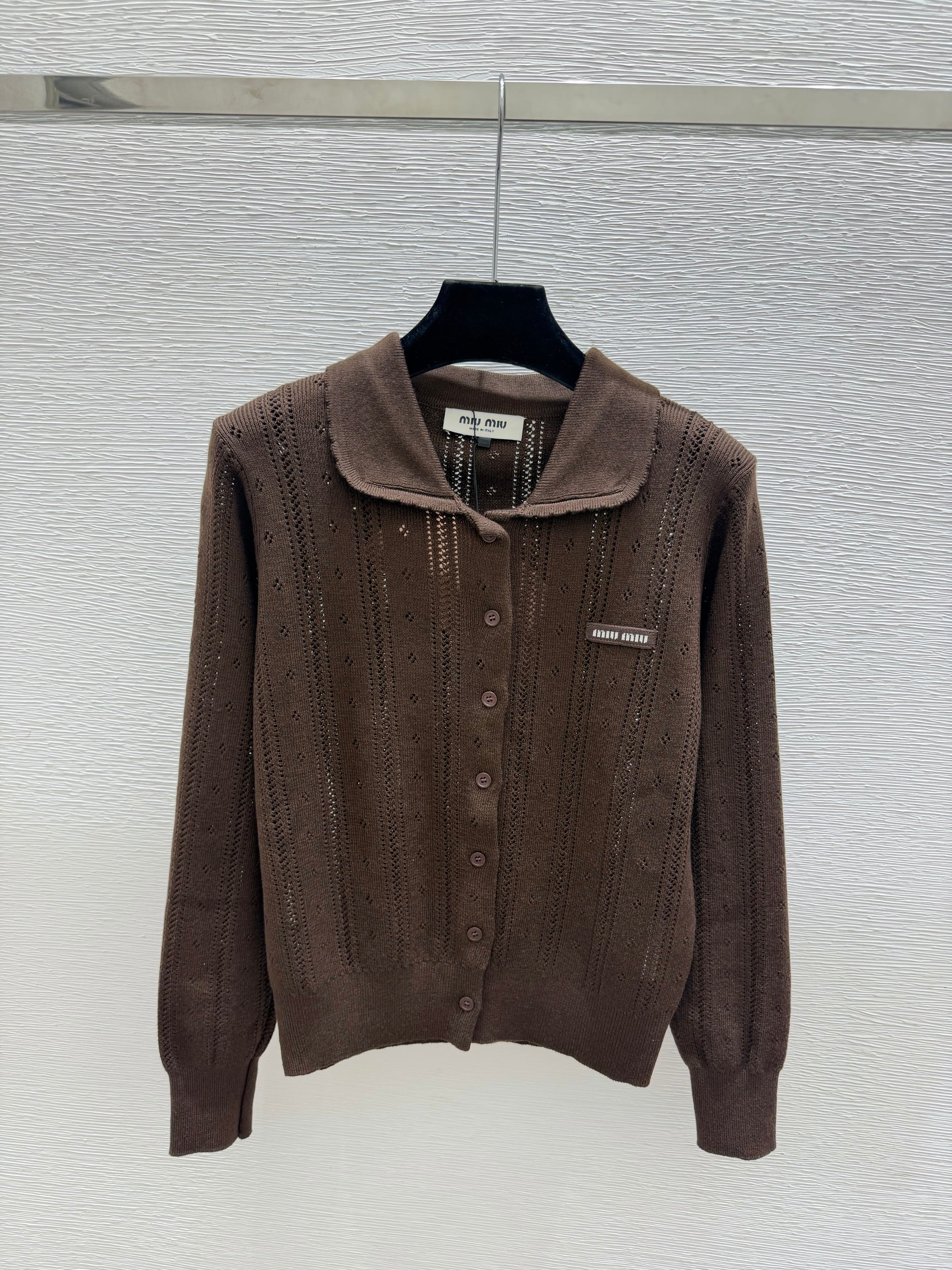 MiuMiu/26 New Doll Collar Hollow Knit Cardigan
