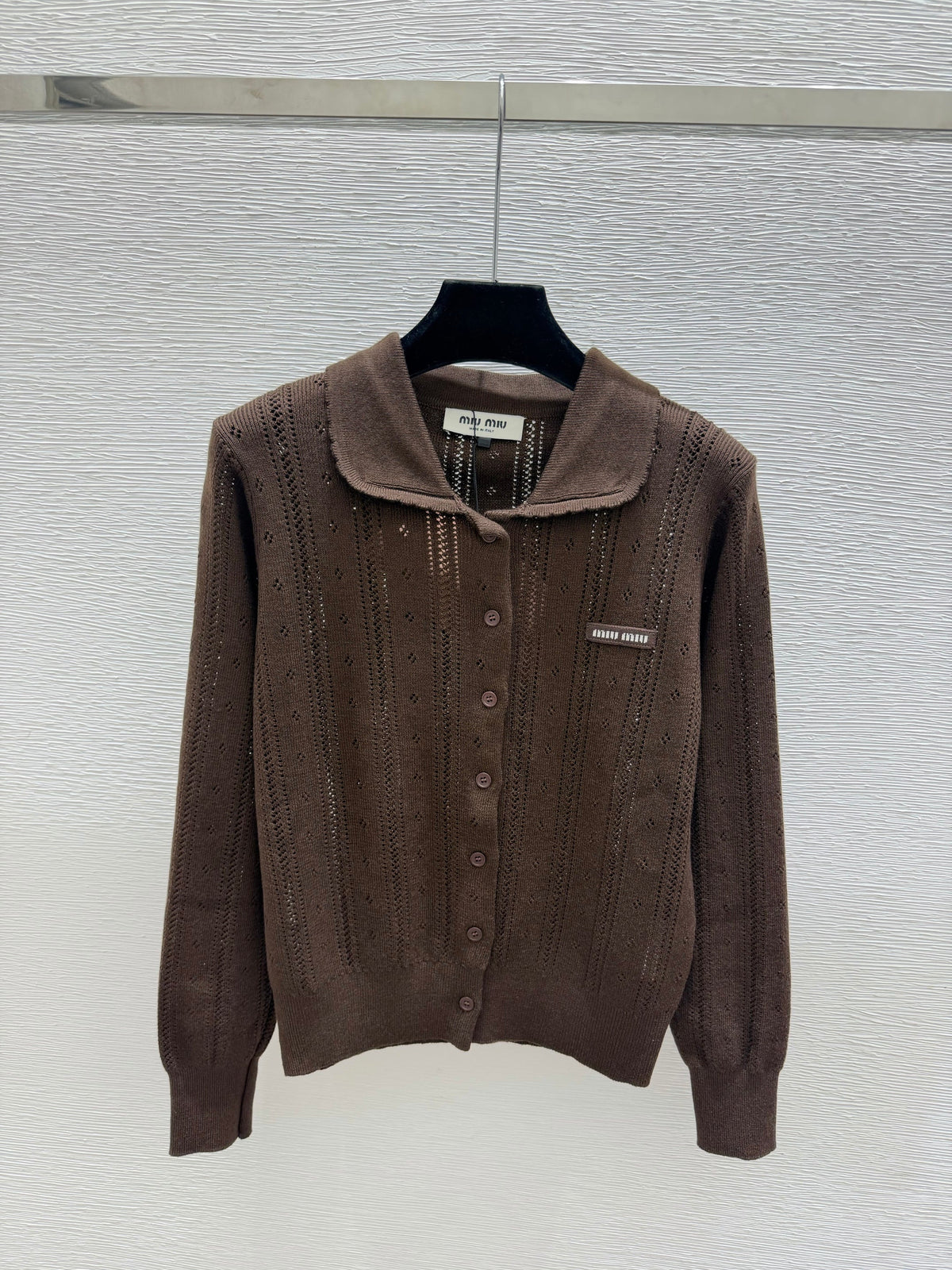 MiuMiu/26 New Doll Collar Hollow Knit Cardigan