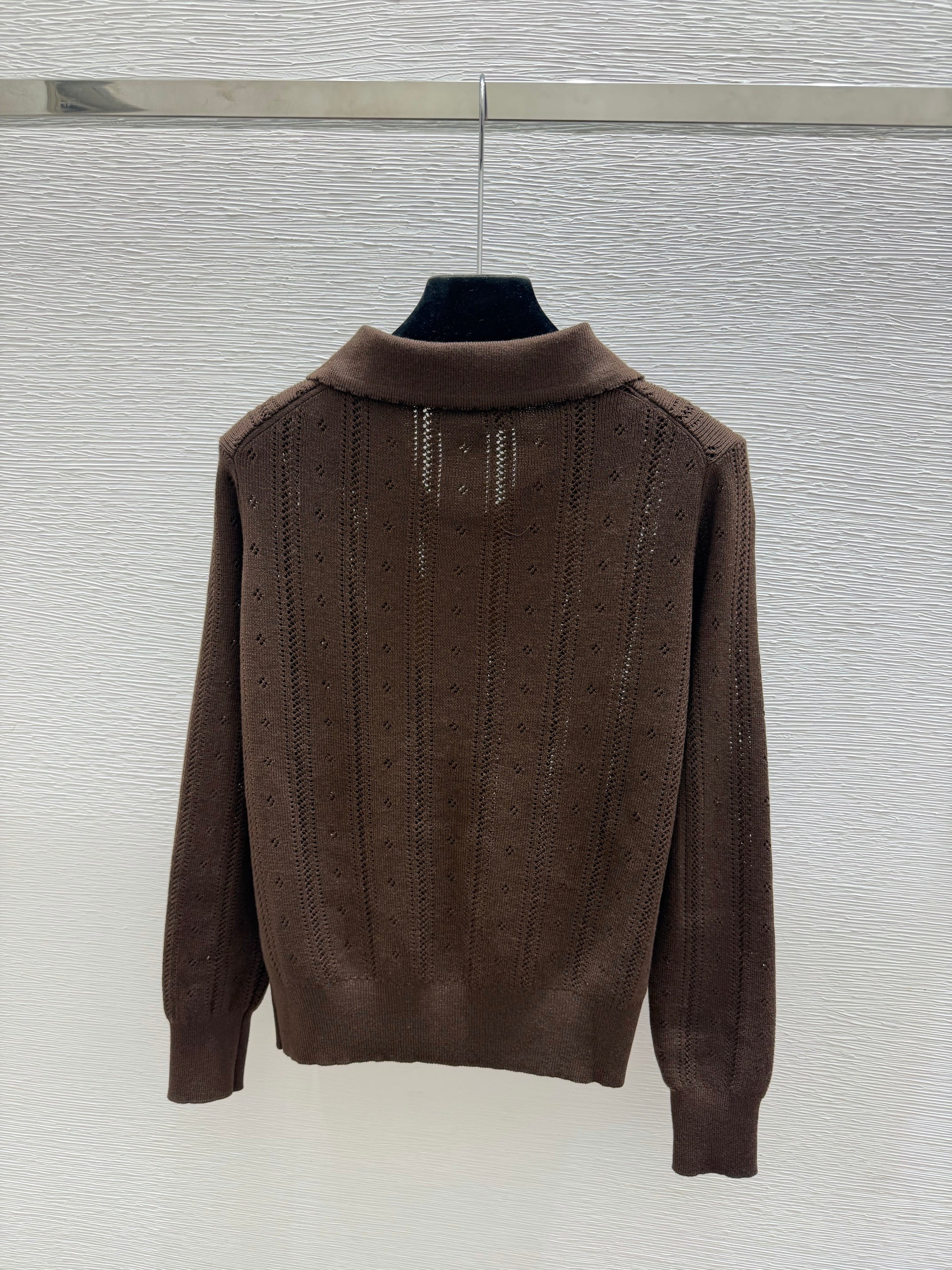 MiuMiu/26 New Doll Collar Hollow Knit Cardigan