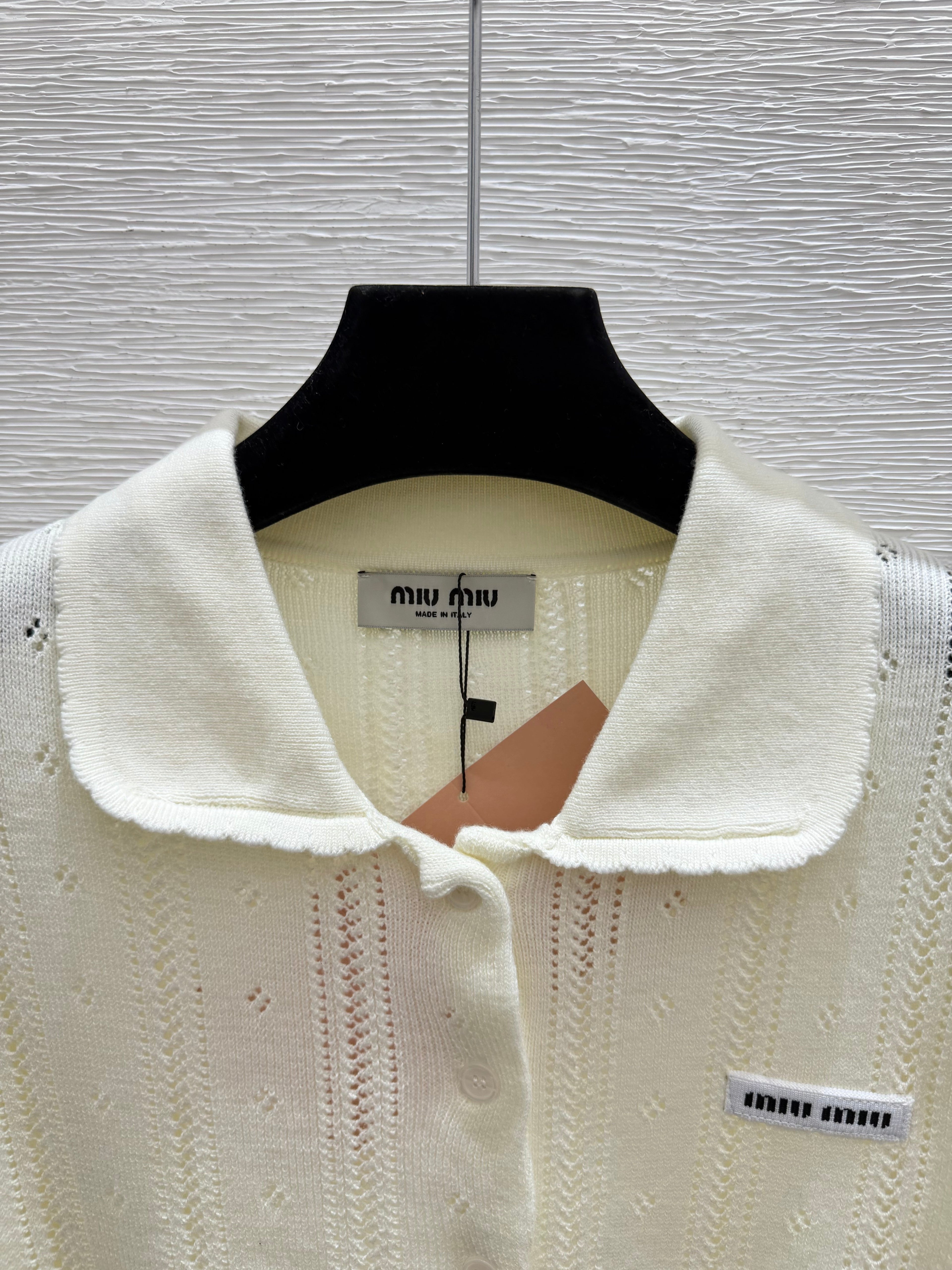 MiuMiu/26 New Doll Collar Hollow Knit Cardigan