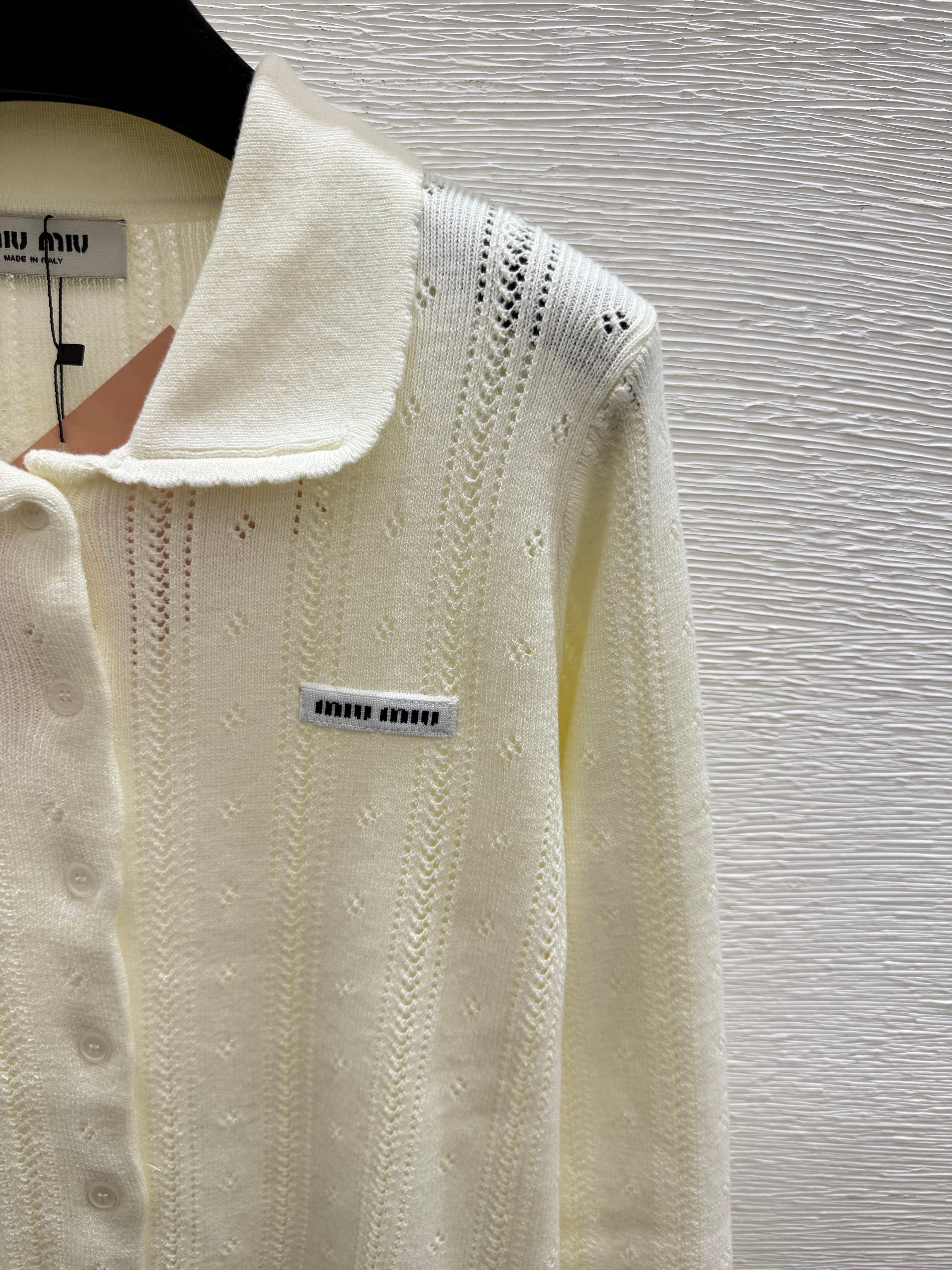 MiuMiu/26 New Doll Collar Hollow Knit Cardigan