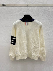 Thom Browne/26 New Puppy Embroidered Four-Bar V-Neck Cable Knit Cardigan