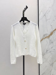 Chanel / 26 Early Autumn Latest Floral Hollow Jacquard V-Neck Knit Top