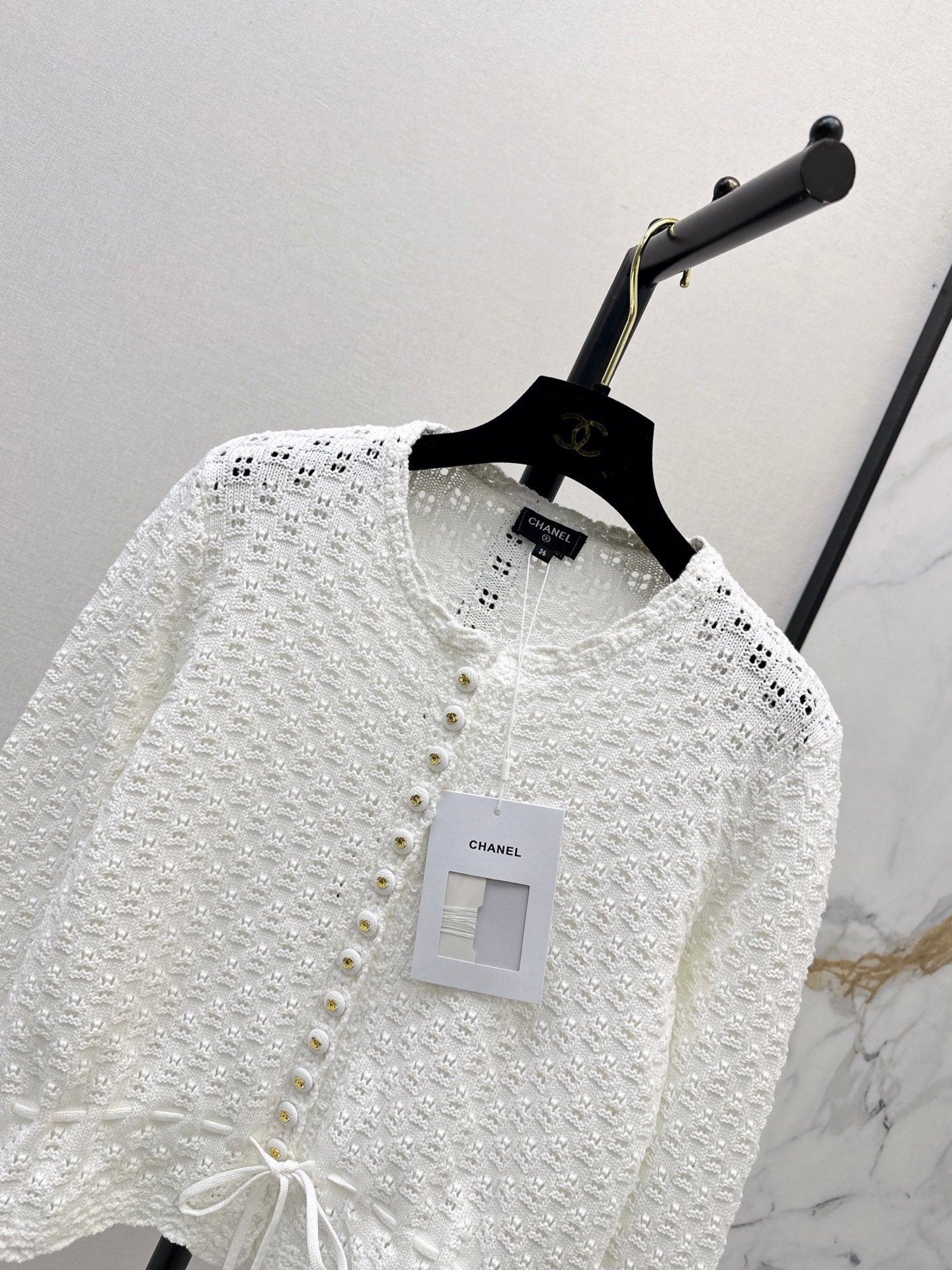 Chanel 26 Early Autumn Latest Floral Hollow Knit Cardigan