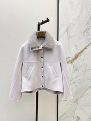 Brunello Cucinelli/26 Autumn and Winter Latest Double-Sided Fleece Collar Short Jacket