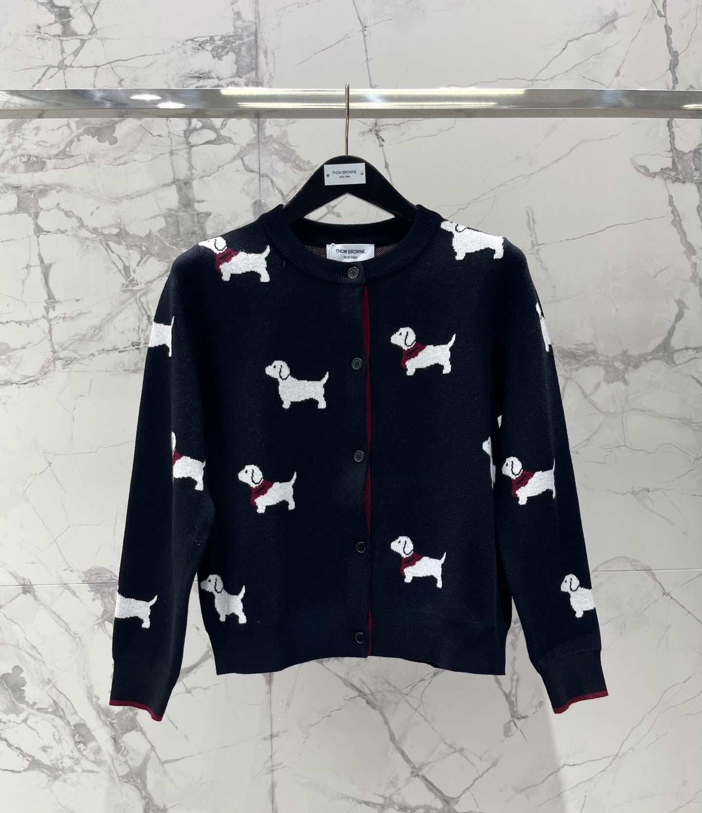 Thom Browne/26 Early Spring New Full-Print Puppy Cardigan Sweater