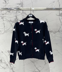 Thom Browne/26 Early Spring New Full-Print Puppy Cardigan Sweater