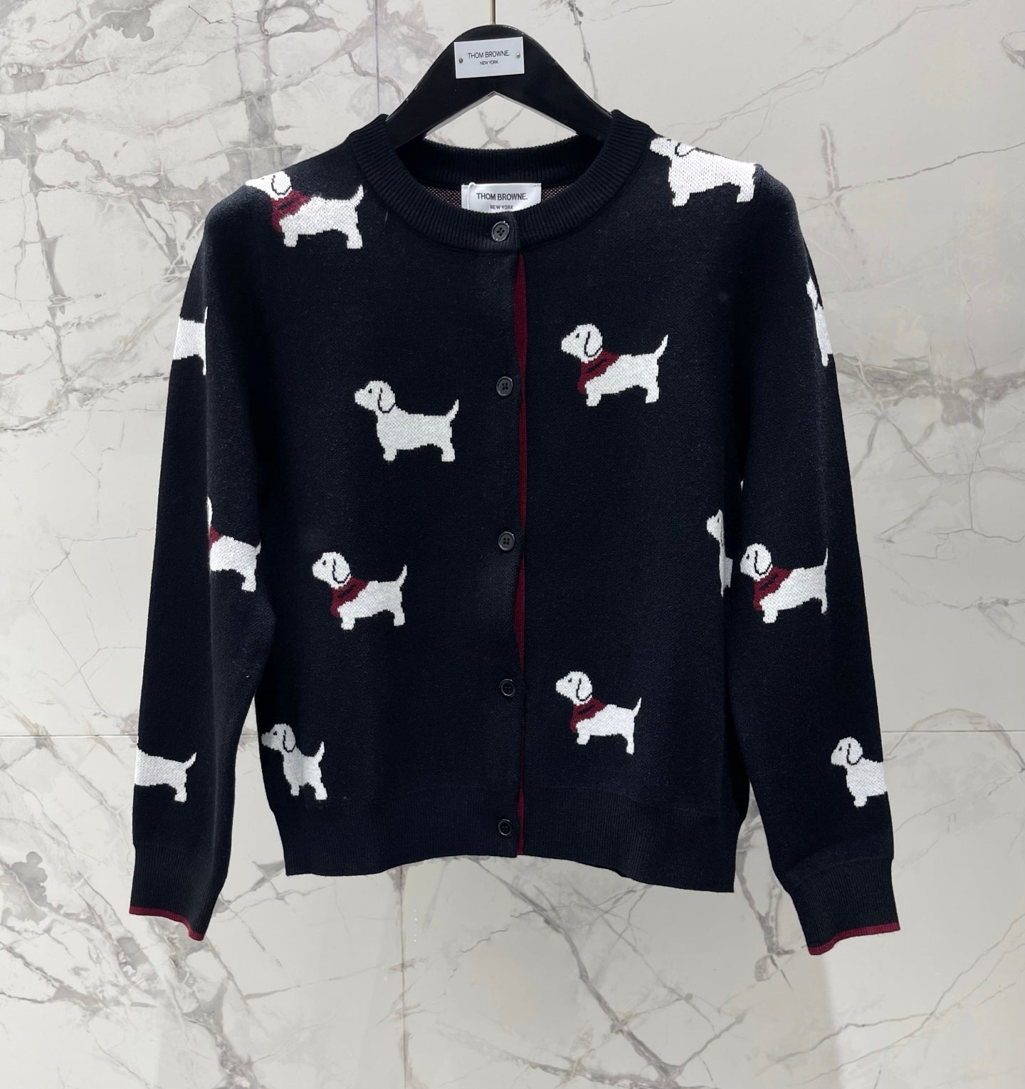 Thom Browne/26 Early Spring New Full-Print Puppy Cardigan Sweater