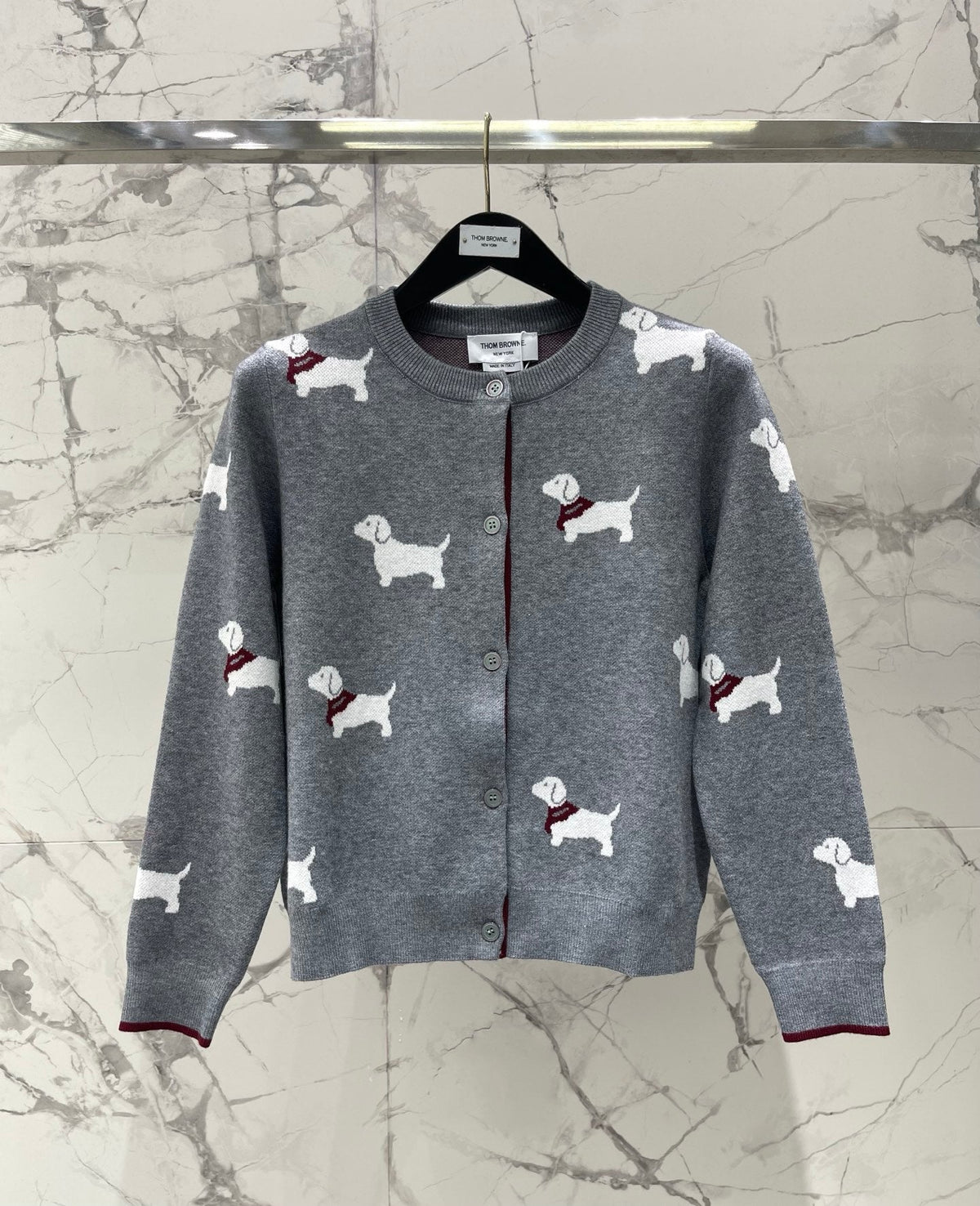 Thom Browne/26 Early Spring New Full-Print Puppy Cardigan Sweater