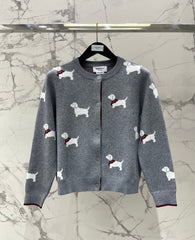 Thom Browne/26 Early Spring New Full-Print Puppy Cardigan Sweater