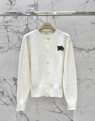 MiuMiu/26 New Early Autumn Knight Logo Wool-Cashmere Blend Cardigan