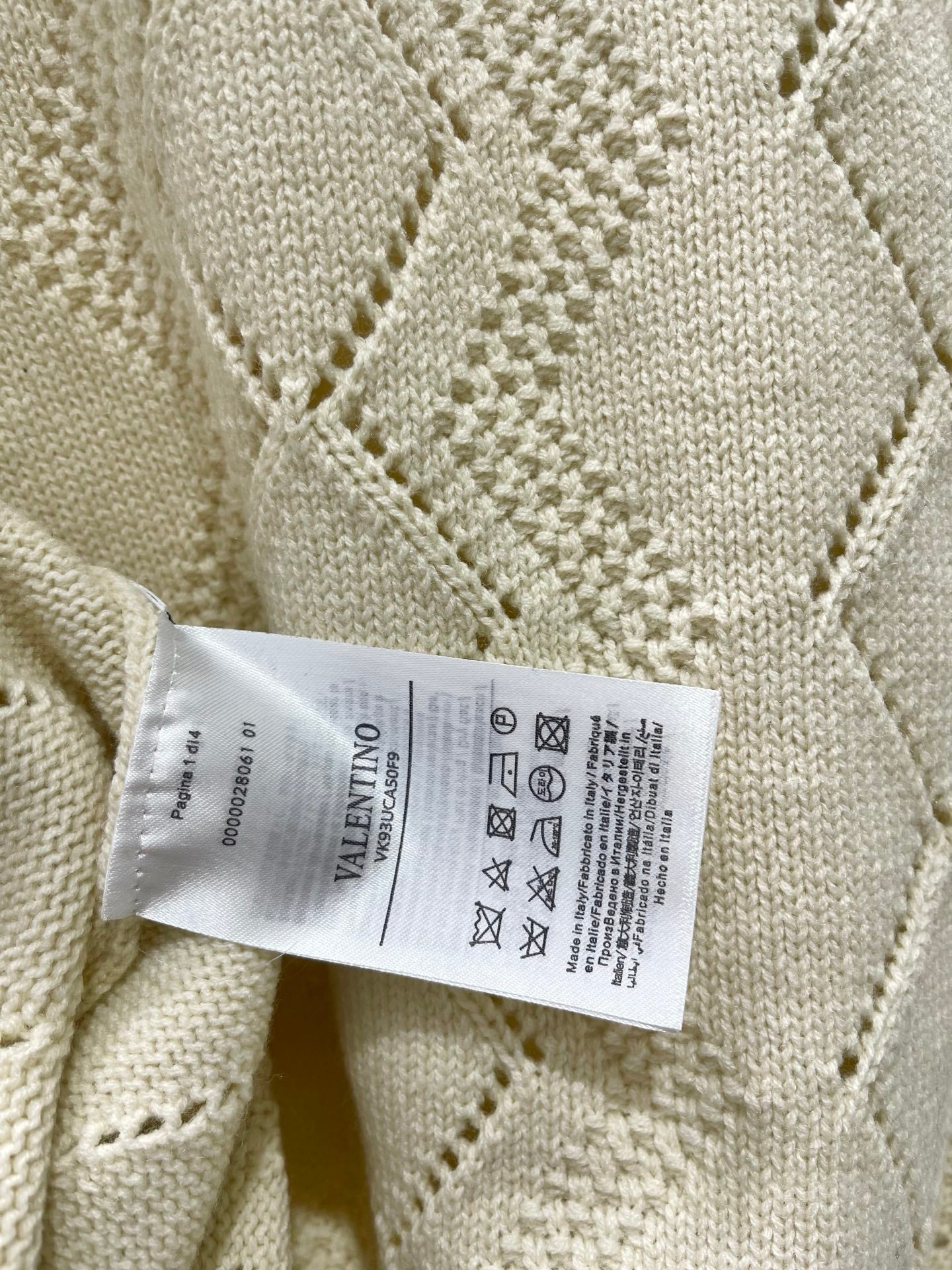 Valentino/26 New Simple Turn-Down Collar Hollow Crochet Knit Cardigan