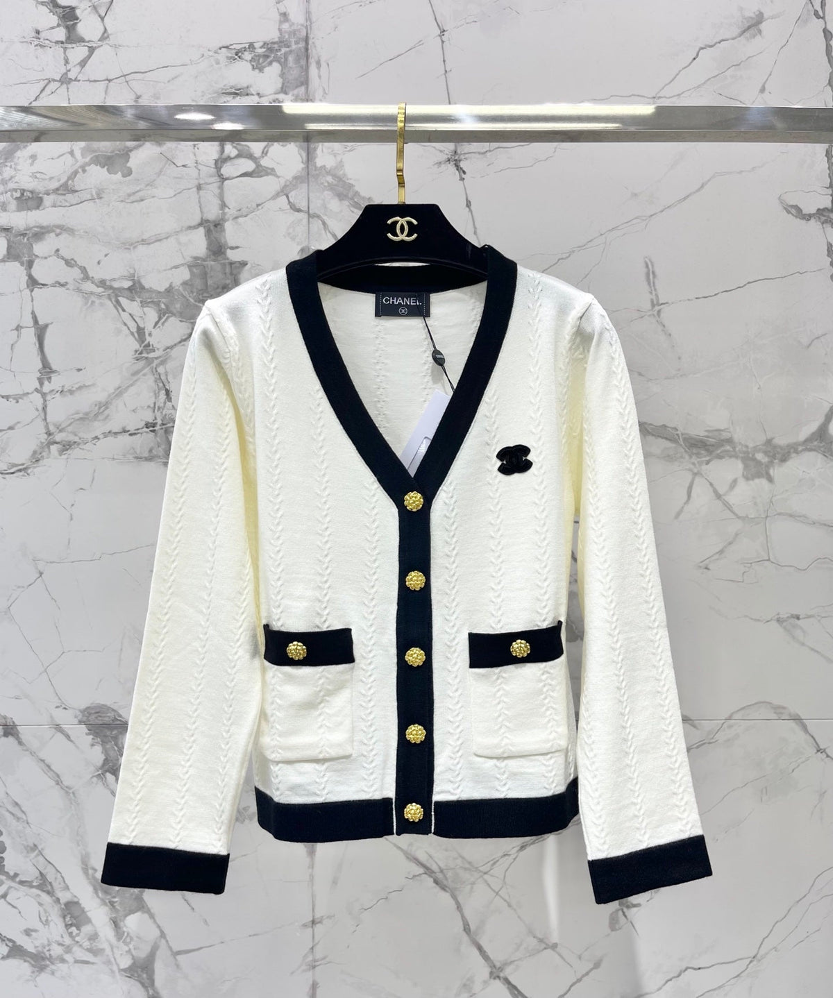 chanel/26 New Jacquard V-Neck Knit Cardigan