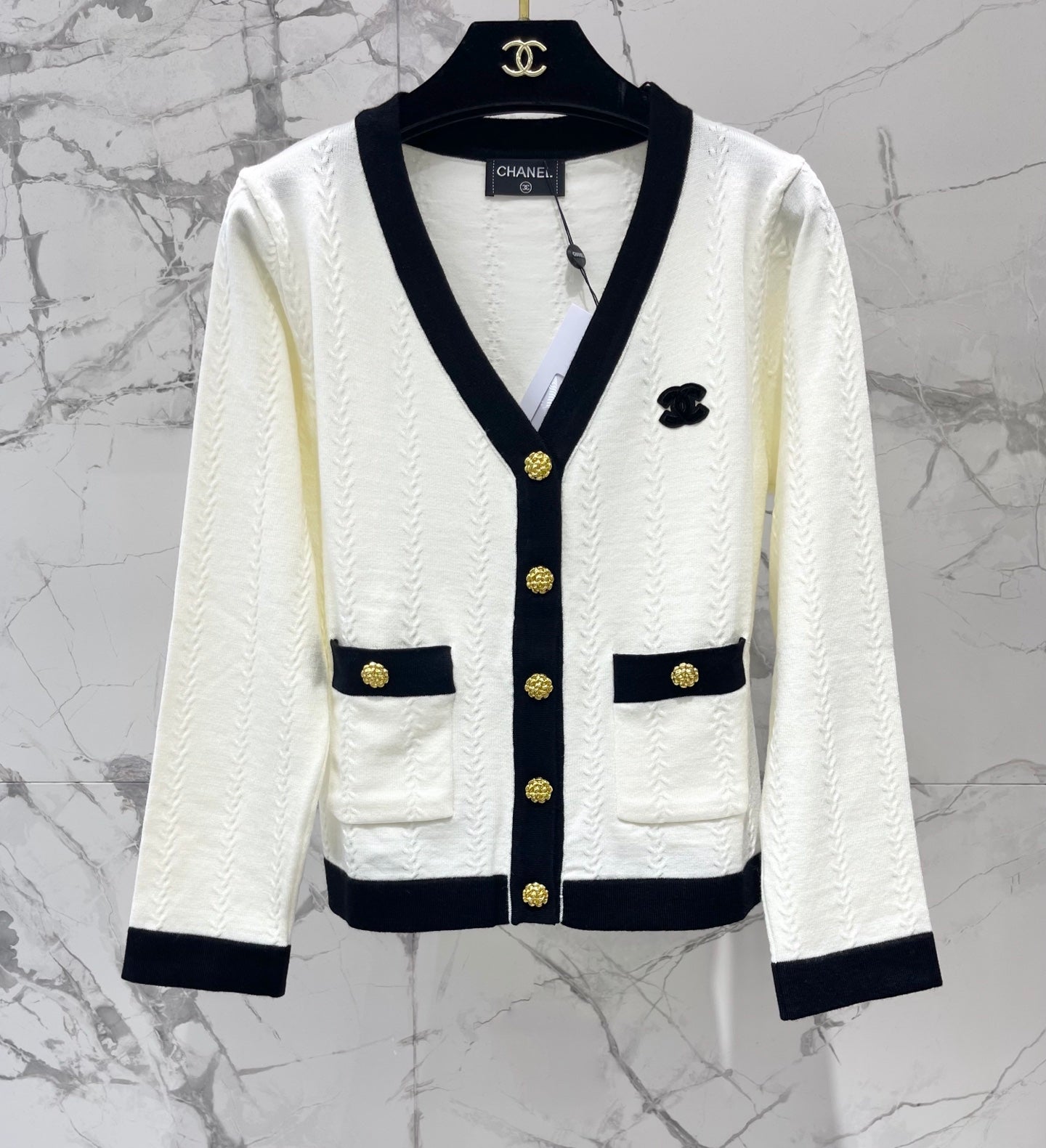 chanel/26 New Jacquard V-Neck Knit Cardigan