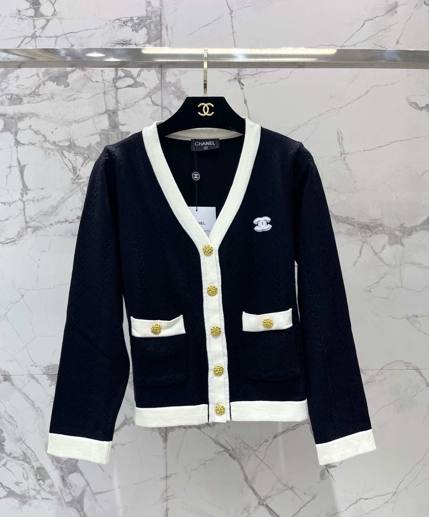 chanel/26 New Jacquard V-Neck Knit Cardigan