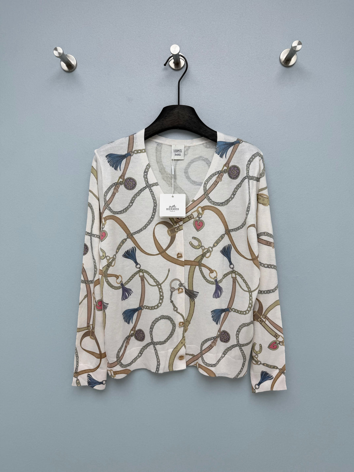 Hermès/26 New Equestrian-Style Lightweight V-Neck Knit Cardigan