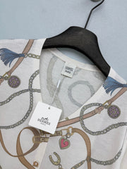 Hermès/26 New Equestrian-Style Lightweight V-Neck Knit Cardigan