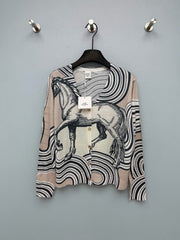 Hermès/26 New Equestrian-Style Lightweight V-Neck Knit Cardigan