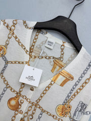 Hermès/26 New Equestrian-Style Lightweight V-Neck Knit Cardigan