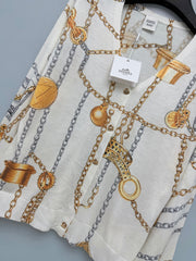 Hermès/26 New Equestrian-Style Lightweight V-Neck Knit Cardigan