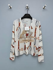 Hermes/26 New Equestrian-Style Lightweight V-Neck Knit Cardigan