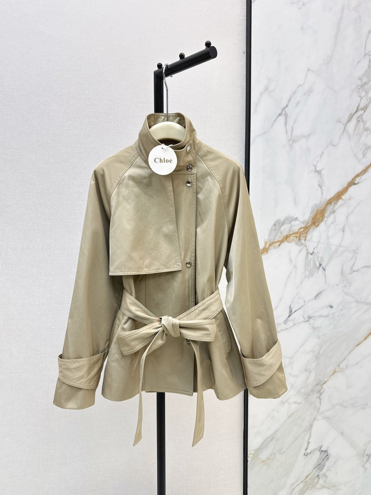 Chloe/Early Autumn New Stylish Stand-Collar Mid-Length Trench Coat