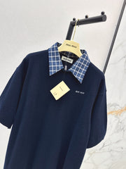 MiuMiu/26 Early Autumn Latest College-Style Two-in-One Look Cashmere Sweater