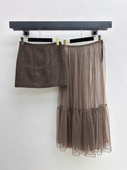 Chanel/26 Fall-Winter Latest Woven Skirt + Tulle Maxi Skirt