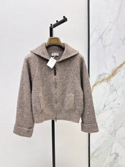 Brunello Cucinelli/26 Early Autumn Latest Vintage Style Outfit Textured Wool Cardigan